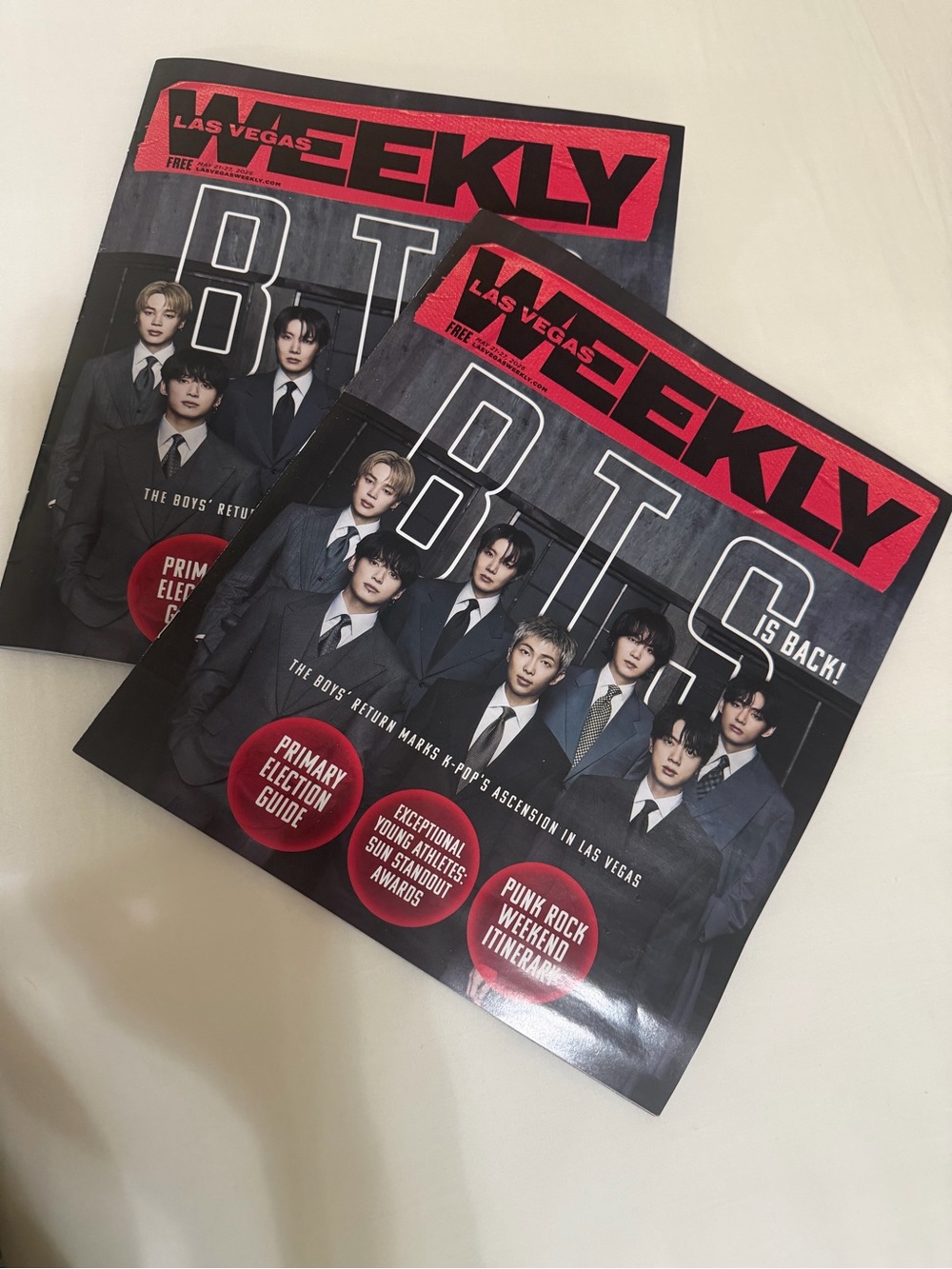 Las Vegas Weekly BTS Cover Magazine - Red & Black 5/21 - 5/27. Price for two.